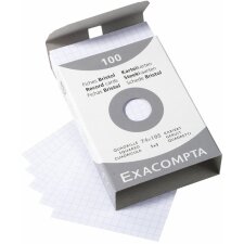 Pack non-perforated with 100 pieces index cards A7 74x105mm, 205g, checkered White