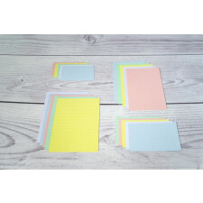 Pack non-perforated with 100 pieces index cards A7 74x105mm, 205g, checkered Azure