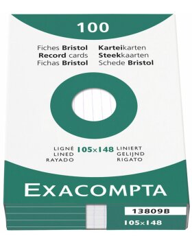 Pack of 100 index cards without holes, A6 105x148mm,...