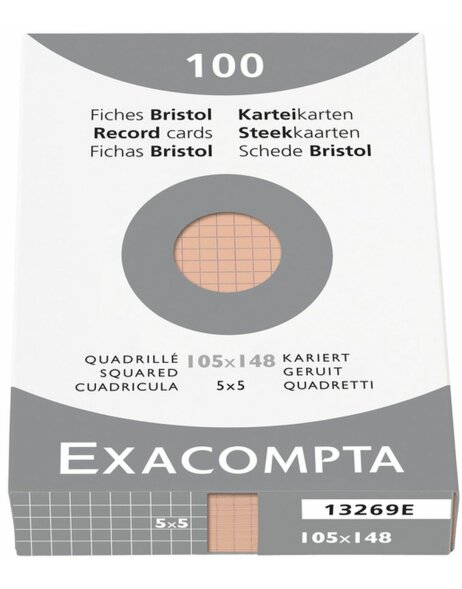 Packung mit 100 St&uuml;ck Karteikarten ungelocht, DIN A6 105x148mm, 205g, kariert Orange