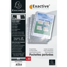 Pack 20 punched pockets for A4 Exactive