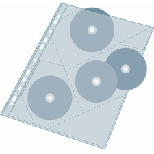 Paquet de 10 pochettes de protection perforées en PP lisse de qualité 110 ?, 3 compartiments pour CD-DVD, pour format A4