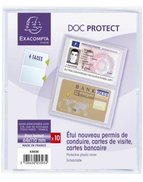 Paquete de 10 fundas protectoras para tarjetas de crédito y de visita de PVC liso 150µ, 64x110 mm
