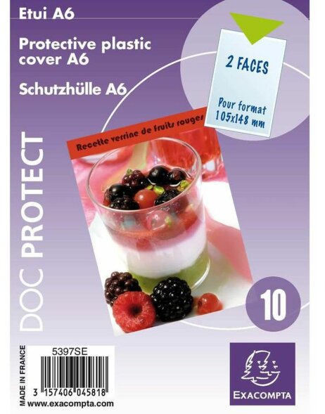 Pack of 10 cases simply made of smooth PVC 150 ?, for DIN A6 format