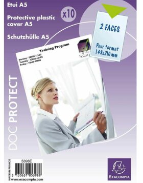 Pack of 10 cases simply made of smooth PVC 150?, for DIN A5 format