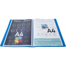 Dossier de présentation en PP souple 300µ avec 60 pochettes grainées, opaque, pour format A4 Bleu