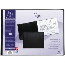 File sheet with soft cover made of PP 300? 20 pockets VEGA opaque, for A3 Black