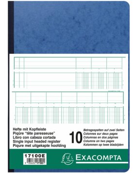 More column booklet bound with 10 columns and 34 rows on 2 sides 40 sheets, 110g, A4