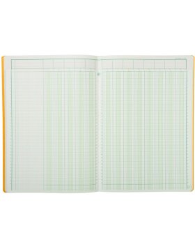 More column booklet bound with 13 columns and 34 rows on 2 sides 40 sheets, 110g, A4