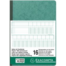 More column booklet bound with 16 columns and 34 rows on 2 sides 40 sheets, 110g, A4