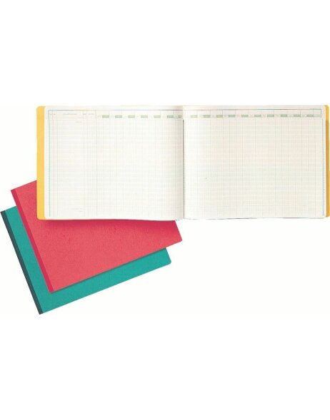 Journal mit Kopfleiste gebunden mit 17 Konten auf 2 Seiten und 35 Zeilen 40 Blatt, 110g, 38x29,7cm