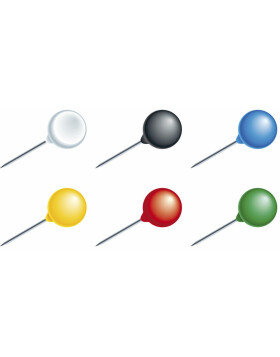 round pushpins blister pack 20 pieces coloured, assorted...