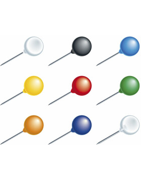 round pushpins blister pack 20 pieces coloured, assorted 8 mm