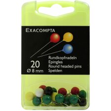 round pushpins blister pack 20 pieces coloured, assorted 8 mm