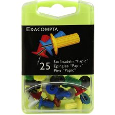 pushpins blister pack 25 pieces coloured, assorted 7 mm