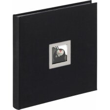 Walther Leinen Fotoalbum BLACK WHITE schwarz 30x30 cm 50 schwarze Seiten