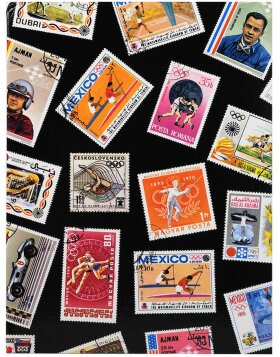 Stamp album Sport 16 black sides 16,5x22,5 cm 6 strips