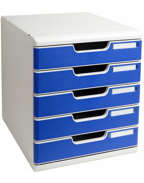 Ladenbox A4+ mit 5 Laden Lichtgrau-Blau