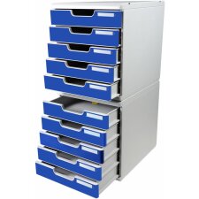 Ladenbox A4+ mit 5 Laden Lichtgrau-Blau