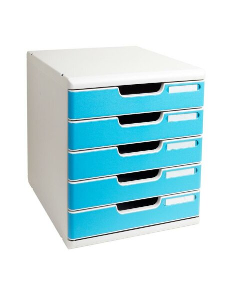 Ladebox A4+ met 5 laden lichtgrijs-turquoise