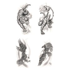 Tattoos "Eagle & Tiger", waterproof,  Black Art Classic