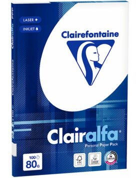 Papier pour imprimante Clairalfa 100 feuilles A4 blanc 80g