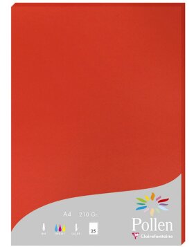 Paper A4 Pollen 210g coral red 25 sheets