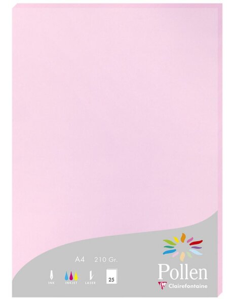 25 fogli di carta Pollen, DIN A4, 210g rosa confetto