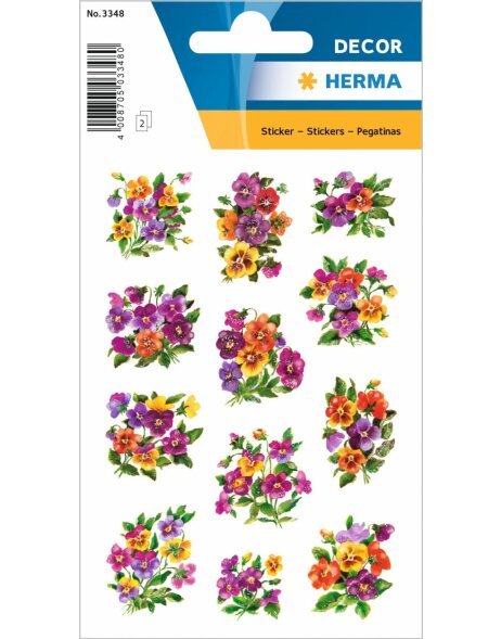 Stickers &quot;Colourful Pansies&quot; DECOR, self adhesive