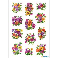 Stickers "Colourful Pansies" DECOR, self adhesive