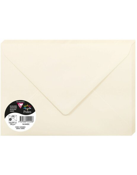 Pack 20 envelopes pollen, c5 162x229mm, 120g ivory