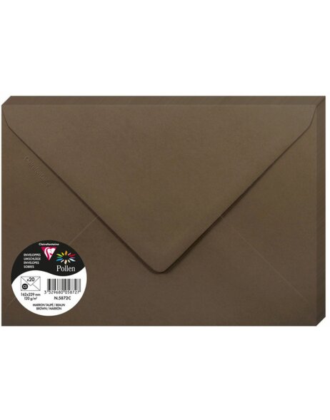 Pack 20 envelopes pollen, c5 162x229mm, 120g brown