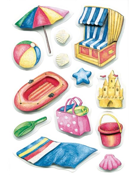 stickers 3D multicolores motifs de plage de la s&eacute;rie MAGIC