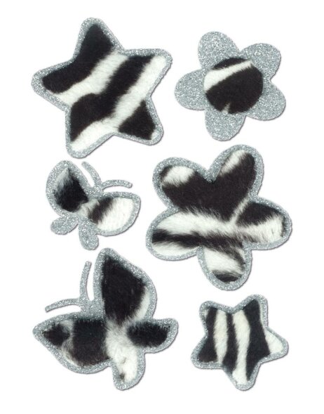 Schmetterlings, Stern-und Bl&uuml;mchensticker mit Zebra-Fleece von MAGIC