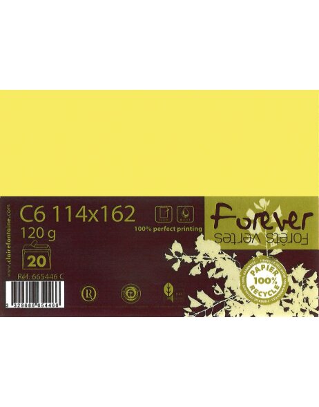 Envelopes Forever c6 120g lemon yellow 20 pieces