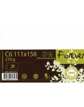 Carte double Forever C6 210g blanc 25 pi&egrave;ces