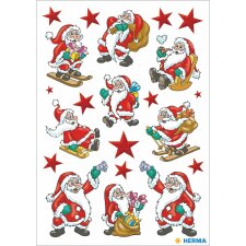 HERMA Lustige farbenprächtige Weihnachtsmann-Sticker DECOR