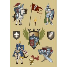 Colourful stickers "Knights" - self adhesive, DECOR