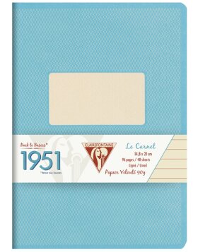 Booklet Clairefontaine 1951, DIN A5 turquoise 48 sheets,...