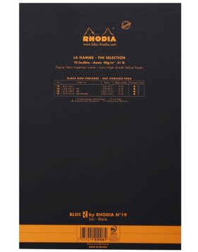 Rhodia, DIN A4+ 22,5x29,7cm, 70 Blatt, blanko Schwarz