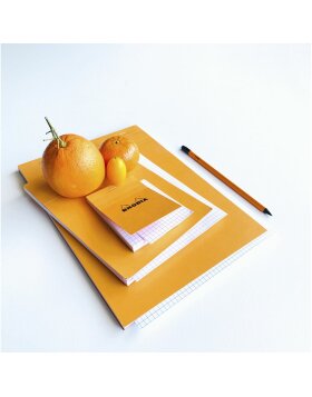 Notizblock geheftet und mikroperforiert Rhodia, 5,2x7,5cm, 80 Blatt, 80g, kariert Orange