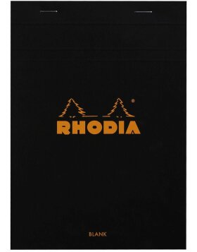 Notizblock Rhodia, DIN A5 14,8x21cm, 80 Blatt, 80g, blanko schwarz