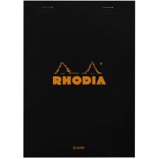 Notizblock Rhodia, DIN A5 14,8x21cm, 80 Blatt, 80g, blanko schwarz