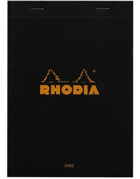 Notizblock Rhodia, DIN A5 14,8x21cm, 80 Blatt, 80g, liniert mit Rand schwarz