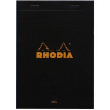 Notizblock Rhodia, DIN A5 14,8x21cm, 80 Blatt, 80g, liniert mit Rand schwarz