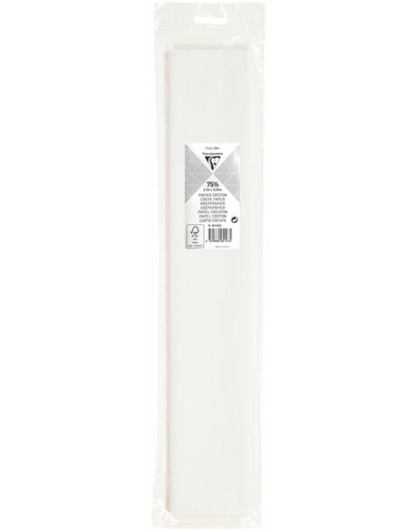 Rouleau de papier cr&ecirc;pe blanc - 95101C Clairefontaine