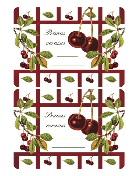 Adhesive canning labels &quot;Sour Cherry&quot; - 3 sheets
