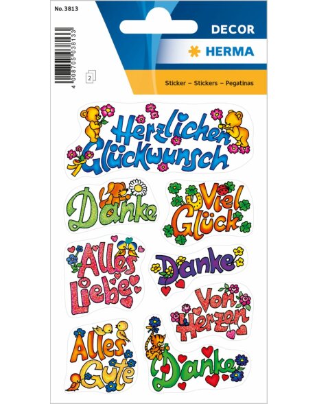 HERMA Decorative labels &quot;Good wishes&quot; - DECOR, glimmering