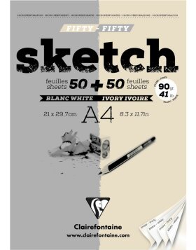 drawing pad FIFTY-FIFTY, DIN A4 21x29,7cm, 100 sheets,...