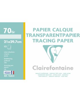 Chemise papier transparent, DIN A4 21x29,7cm, 70-75g, 12 feuilles